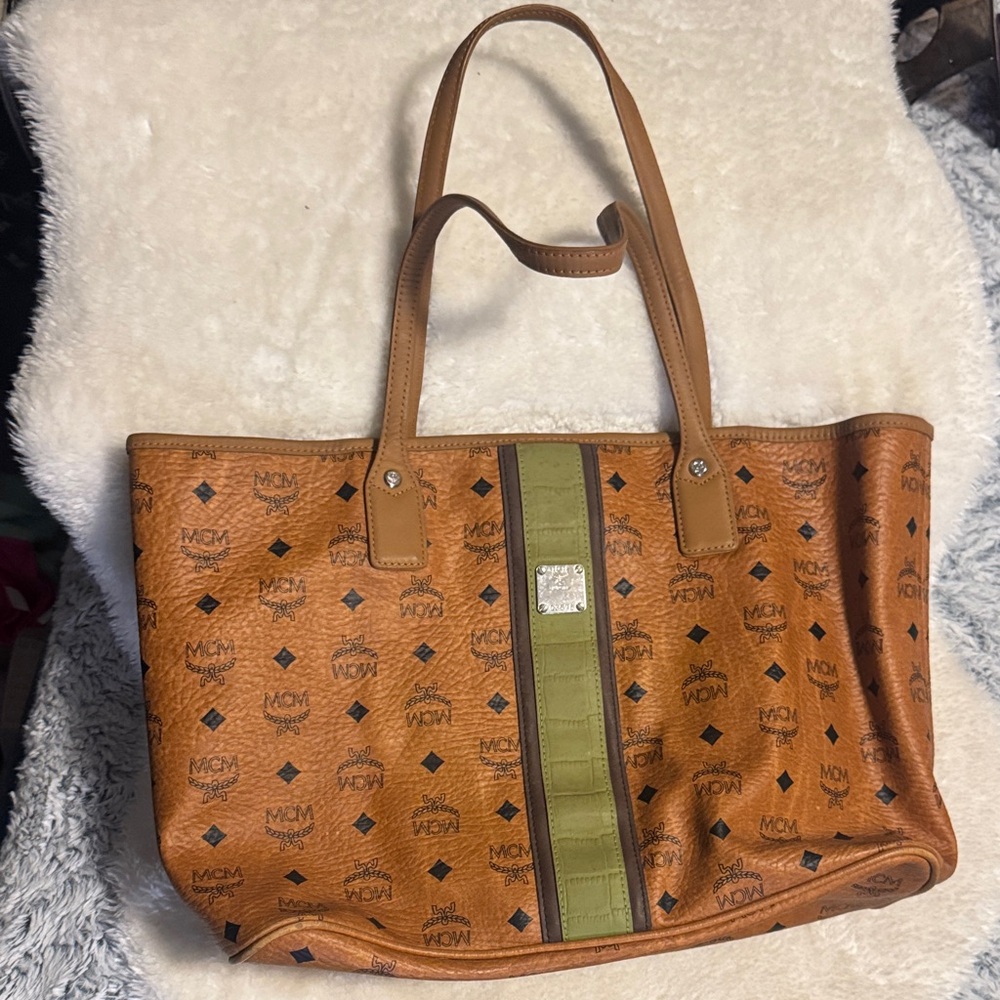 MCM Tan and Olive Women's Tote Bag